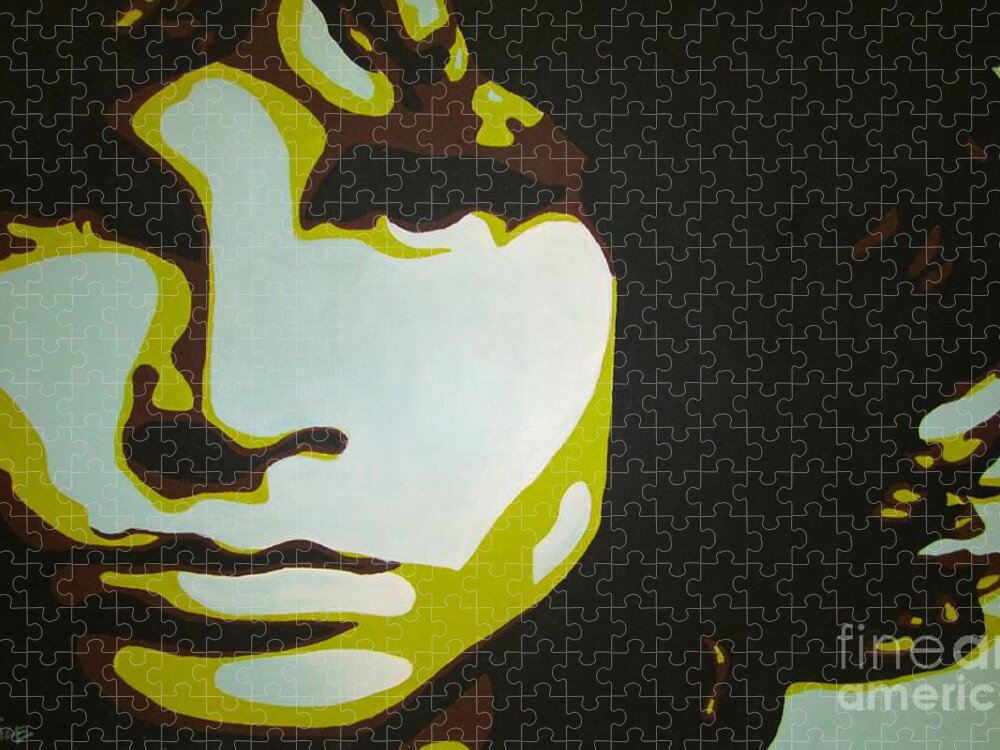 Jim Morisson Paintings Jigsaw Puzzle featuring the painting Jim Morrison by Ashley Lane