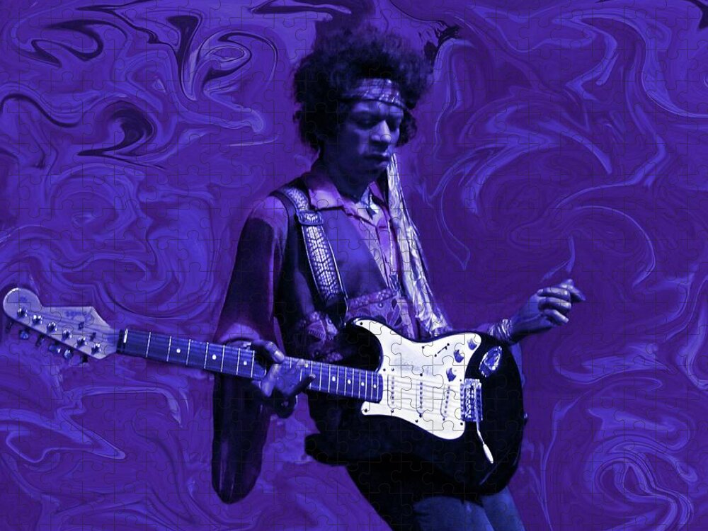 Jimi Hendrix Jigsaw Puzzle featuring the photograph Jimi Hendrix Purple Haze by David Dehner