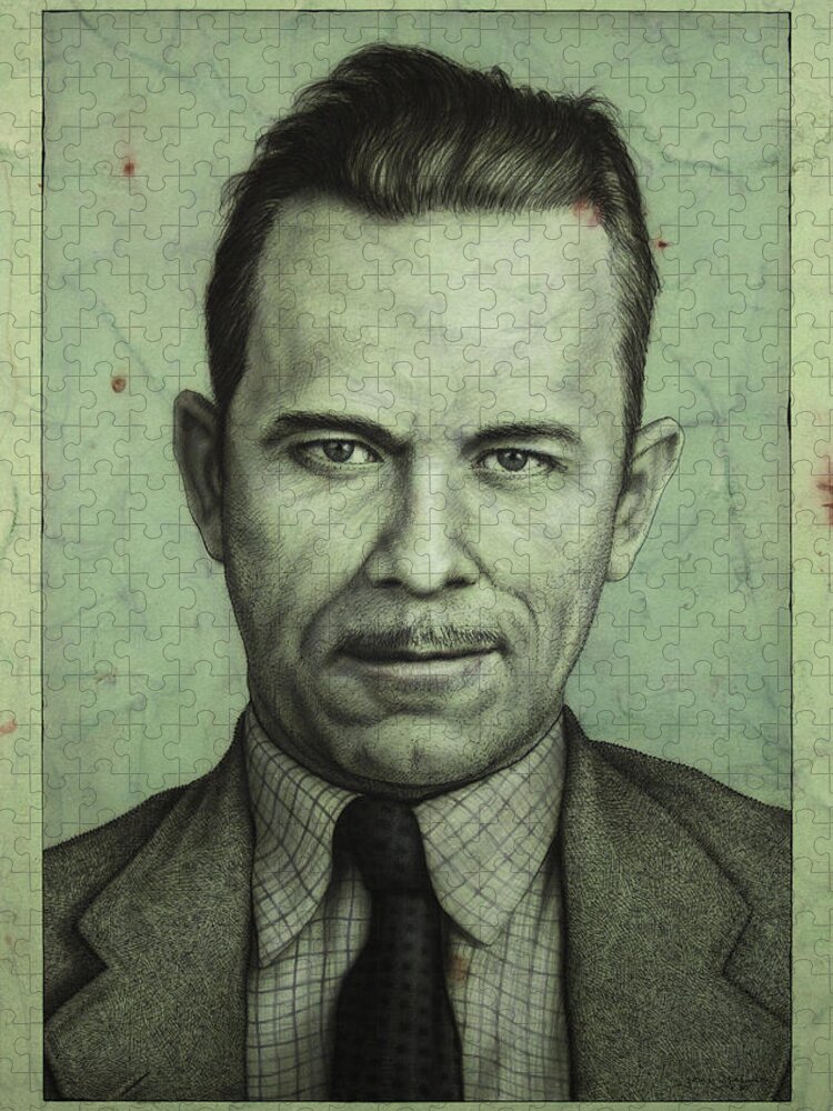 John Dillinger Jigsaw Puzzle featuring the painting John Dillinger by James W Johnson