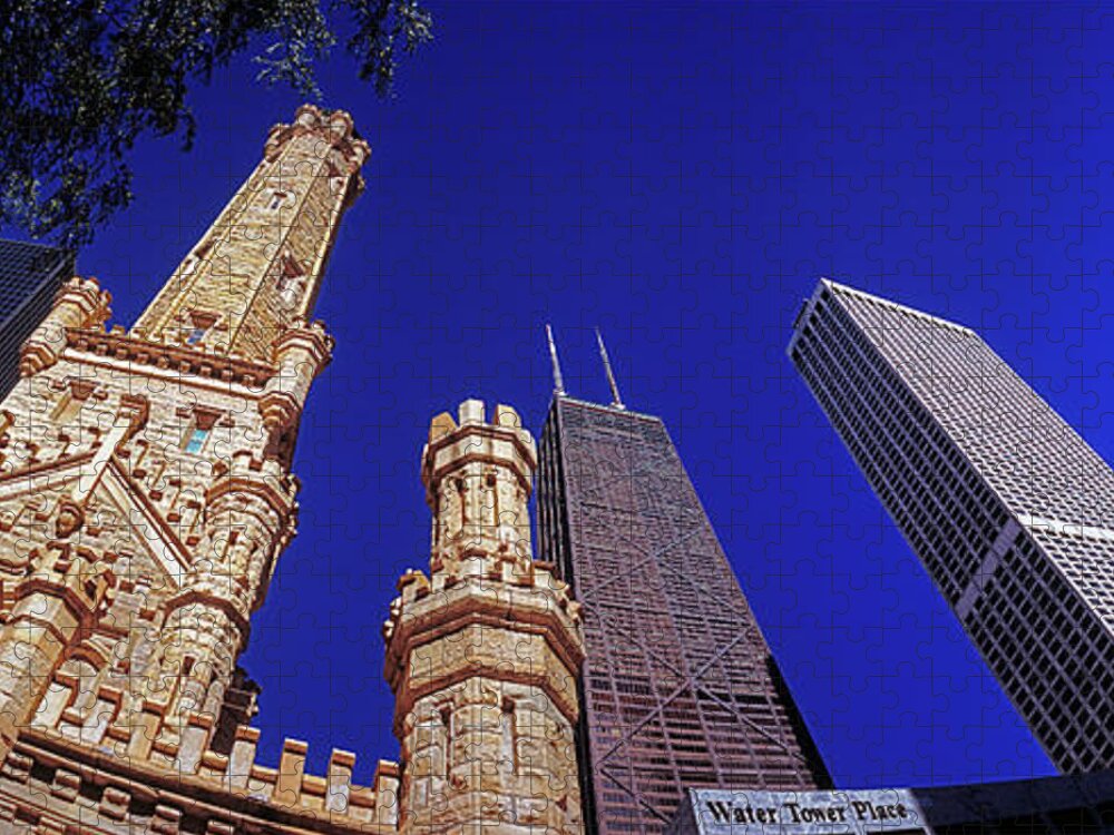 John Jigsaw Puzzle featuring the photograph John Hancock Building and Water Tower Place by Tom Jelen