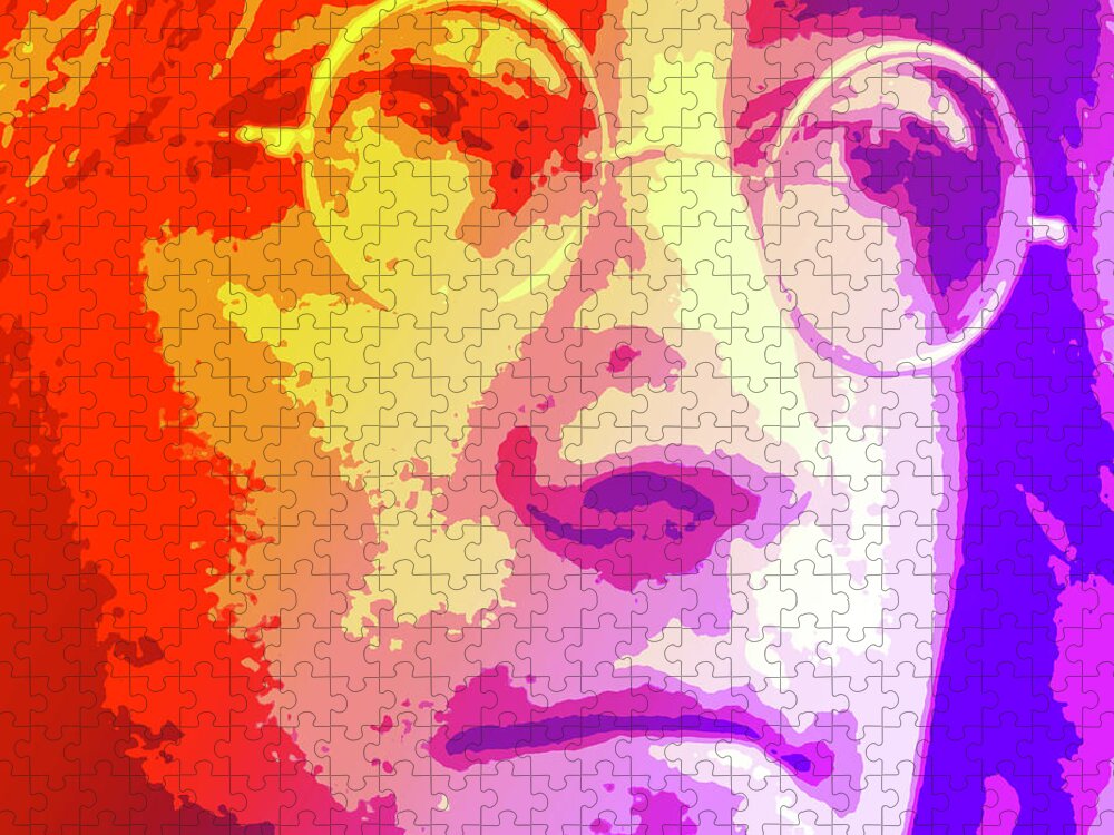 John Lennon Jigsaw Puzzle featuring the digital art John Lennon by Greg Joens