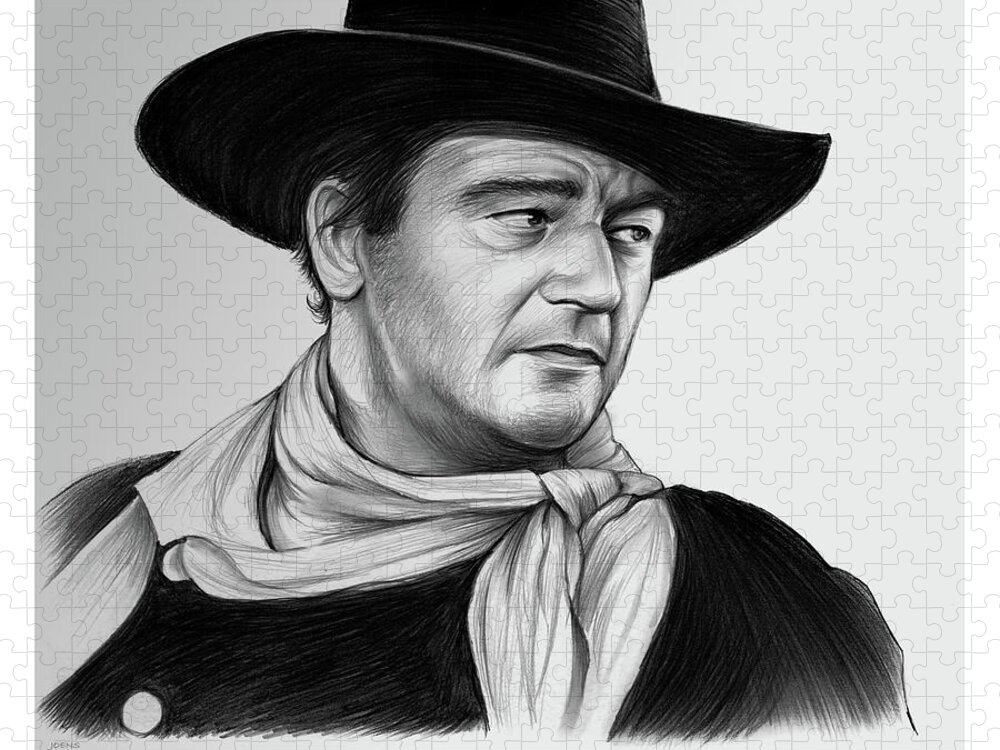 John Wayne Puzzle featuring the drawing John Wayne 29JUL17 by Greg Joens