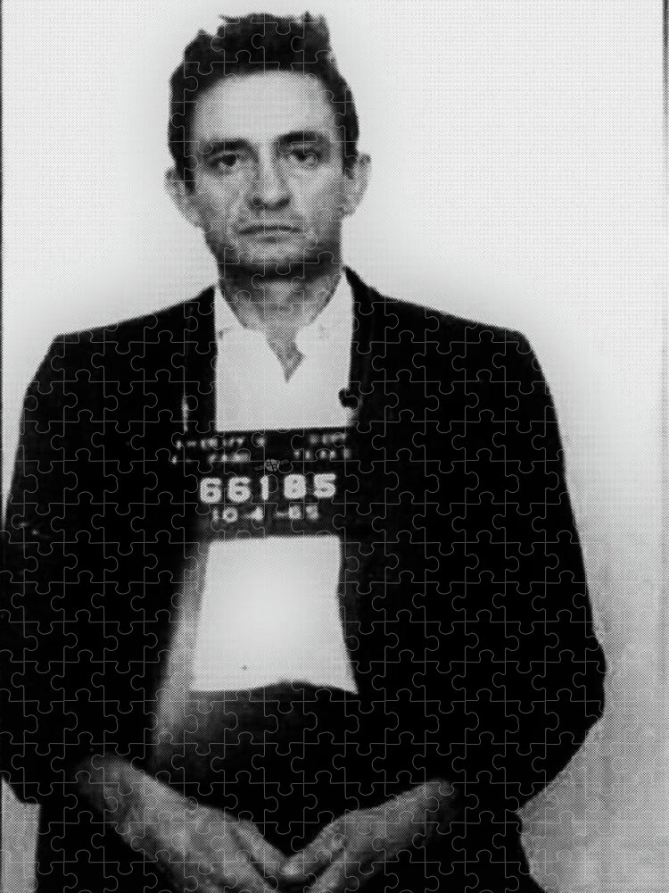 Johnny Cash Jigsaw Puzzle featuring the photograph Johnny Cash Mug Shot Vertical Wide 16 By 20 by Tony Rubino