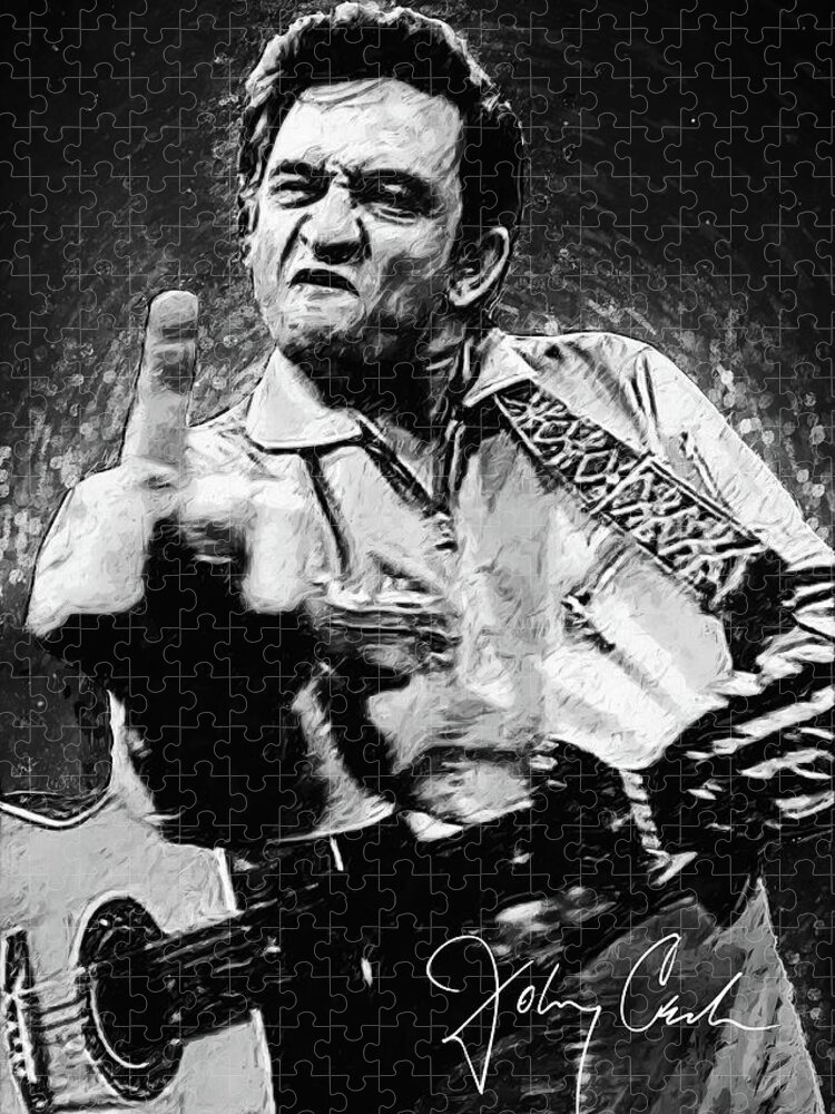Johnny Cash Jigsaw Puzzle featuring the digital art Johnny Cash by Zapista OU