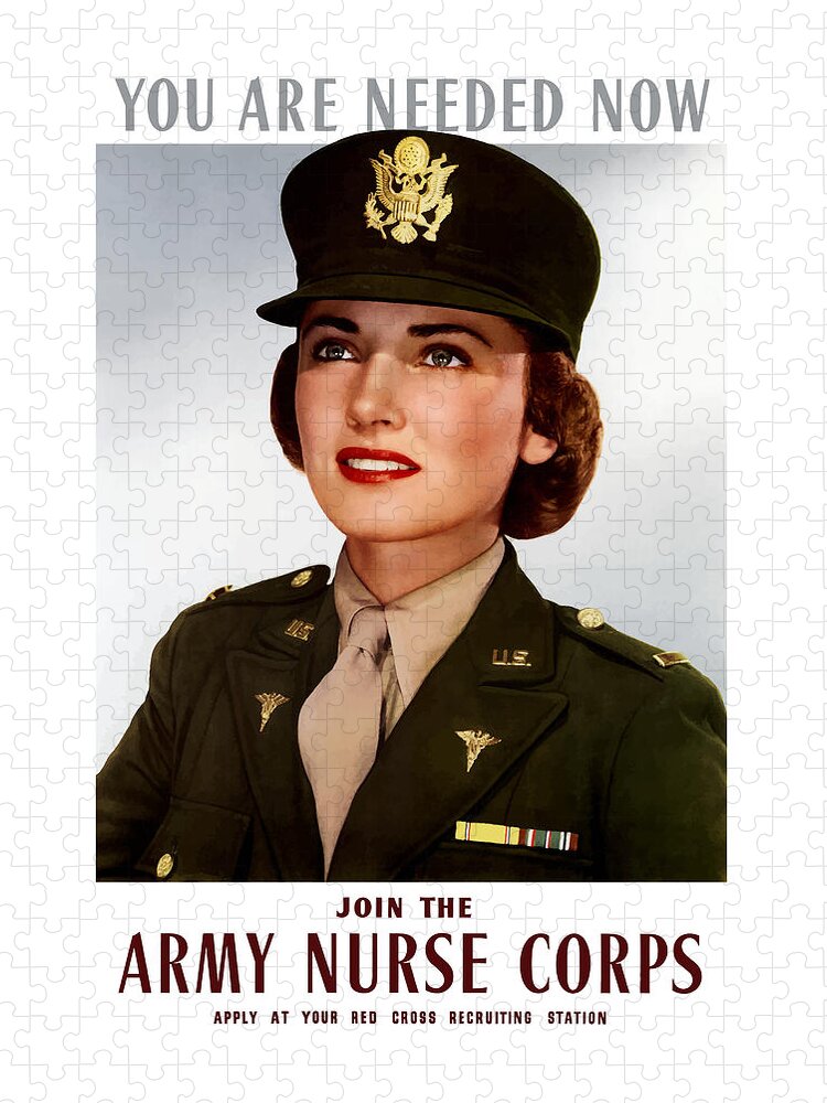 Nursing Jigsaw Puzzle featuring the painting Join The Army Nurse Corps by War Is Hell Store