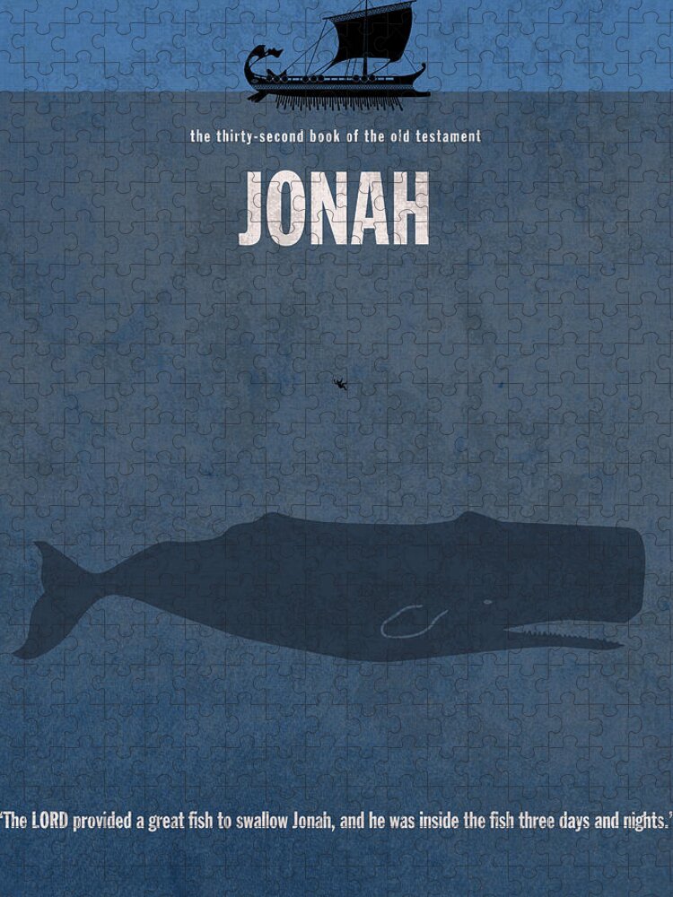 Jonah Jigsaw Puzzle featuring the mixed media Jonah Books Of The Bible Series Old Testament Minimal Poster Art Number 32 by Design Turnpike