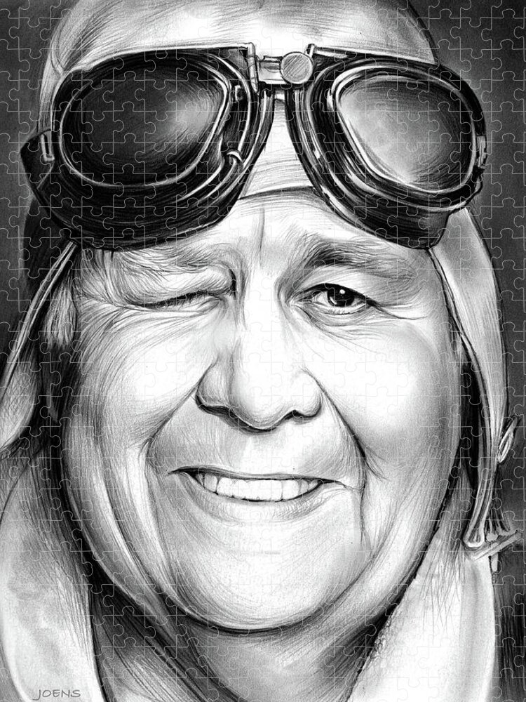 Jonathan Winters Puzzle featuring the drawing Jonathan Winters by Greg Joens