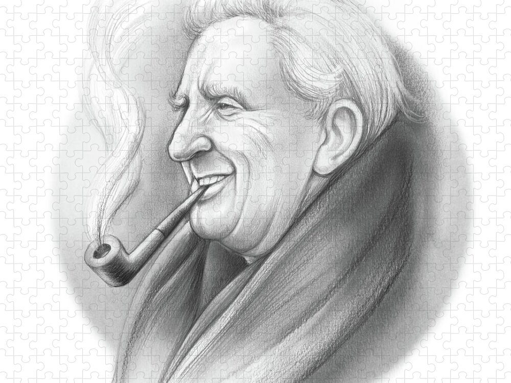 Jrr Tolkien Jigsaw Puzzle featuring the drawing JRR Tolkien by Greg Joens