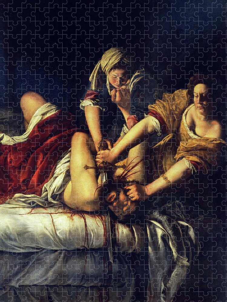 Artemisia Gentileschi Jigsaw Puzzle featuring the painting Judith Beheading Holofernes by Artemisia Gentileschi