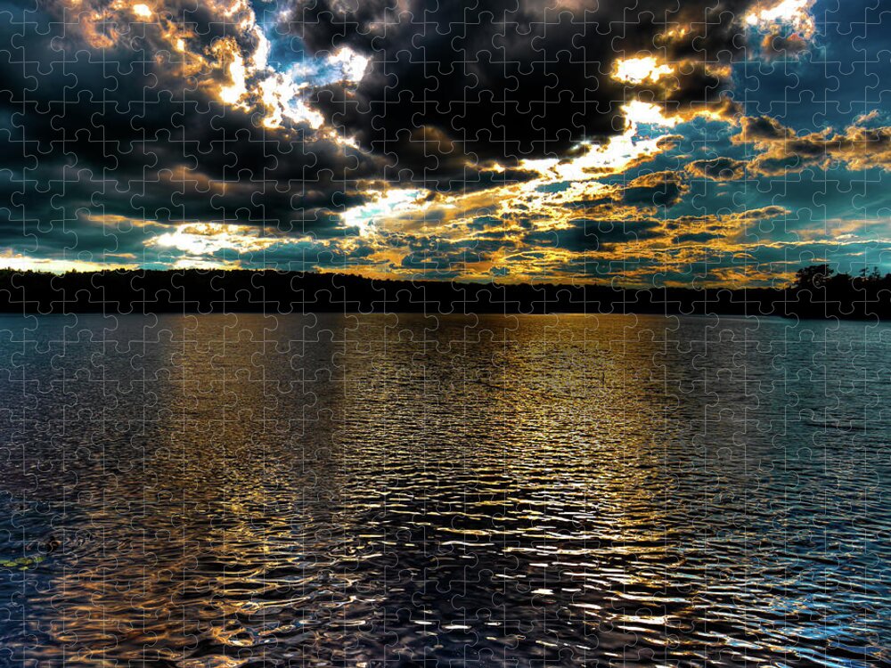 June Sunset On Nicks Lake Jigsaw Puzzle featuring the photograph June Sunset on Nicks Lake by David Patterson