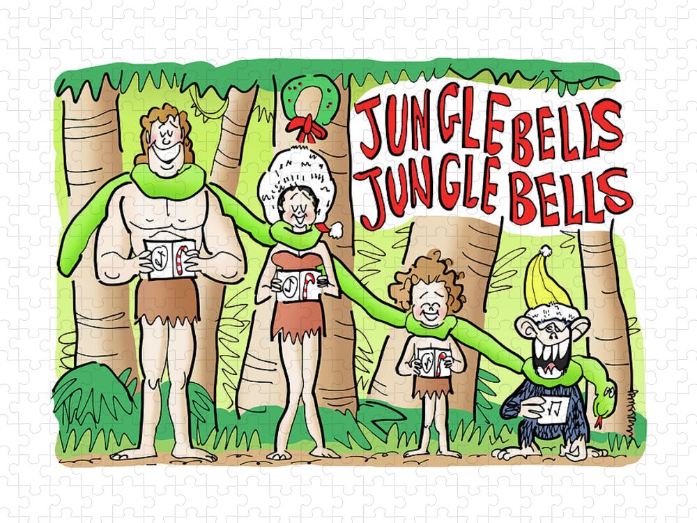 Tarzan Jigsaw Puzzle featuring the digital art Jungle Bells by Mark Armstrong