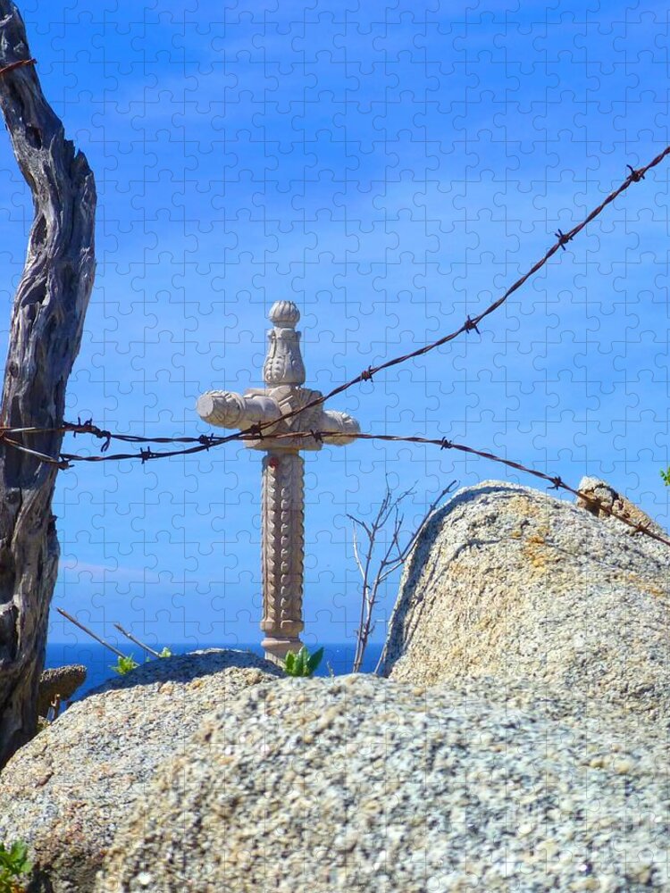 Cross Jigsaw Puzzle featuring the photograph Just Beyond by Barbie Corbett-Newmin