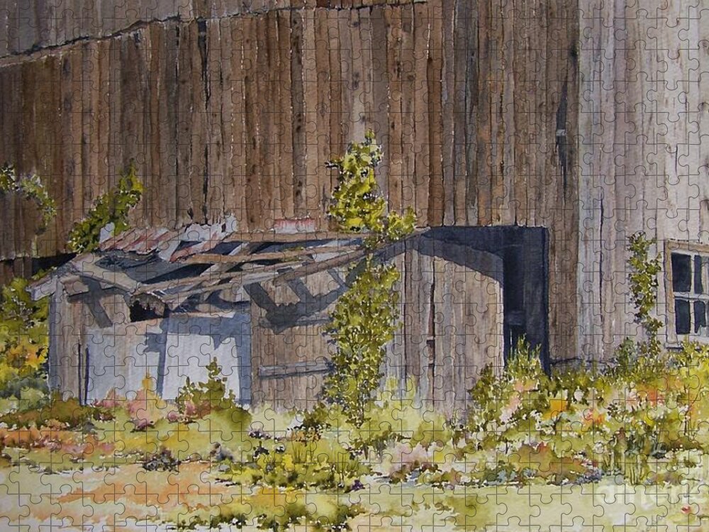 Barn Jigsaw Puzzle featuring the painting Just Listen To The Silence by Jackie Mueller-Jones