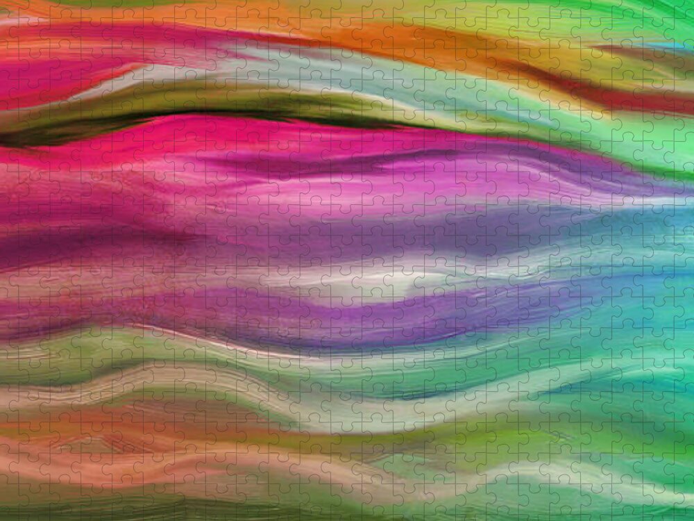 Abstract Painting Jigsaw Puzzle featuring the painting Juxtaposition Abstract Waves by Mindy Sommers