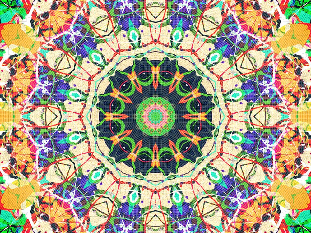 Kaleidoscope Jigsaw Puzzle featuring the digital art Kaleidoscope of Textures by Phil Perkins
