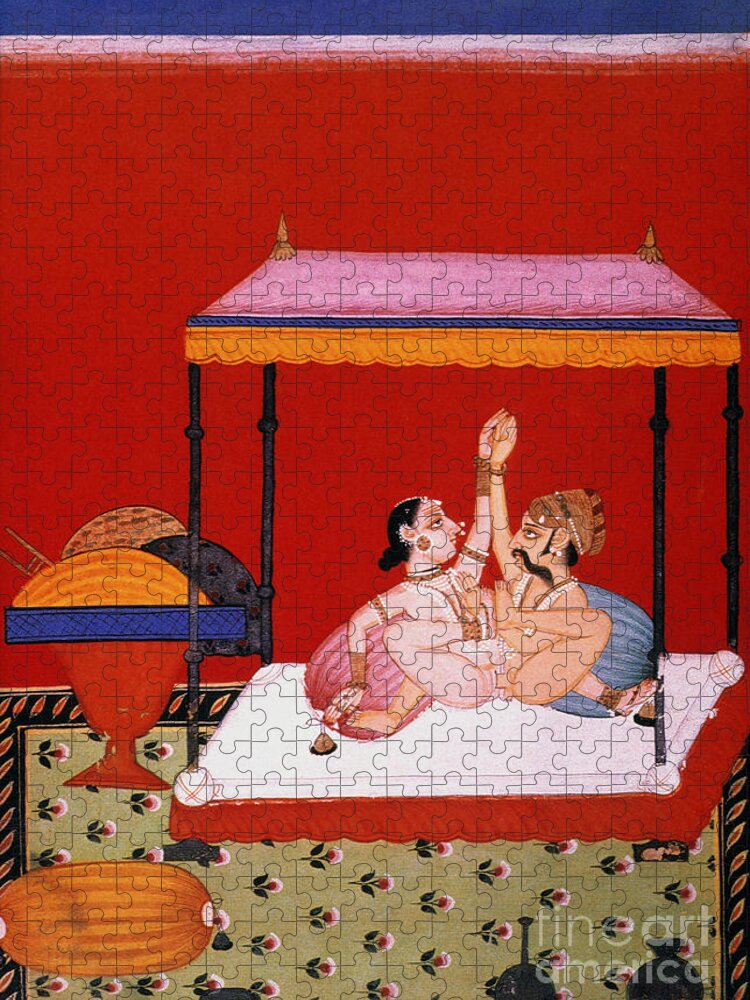 Asian Jigsaw Puzzle featuring the painting Kama Sutra by Vatsyayana