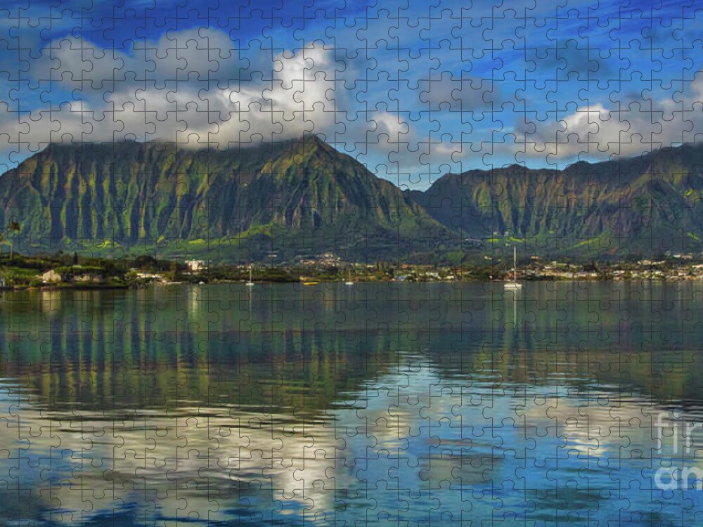 Kaneohe Bay Oahu Hawaii Jigsaw Puzzle featuring the photograph Kaneohe Bay Oahu Hawaii by Mitch Shindelbower