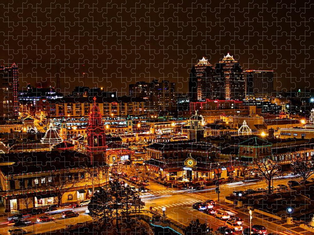 Christmas Jigsaw Puzzle featuring the photograph Kansas City Country Club Plaza Christmas Lights by Alan Hutchins