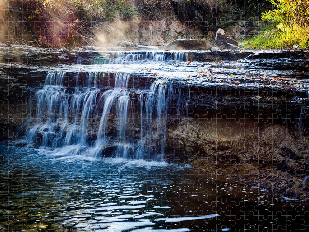 Jay Stockhaus Jigsaw Puzzle featuring the photograph Kansas Waterfall by Jay Stockhaus