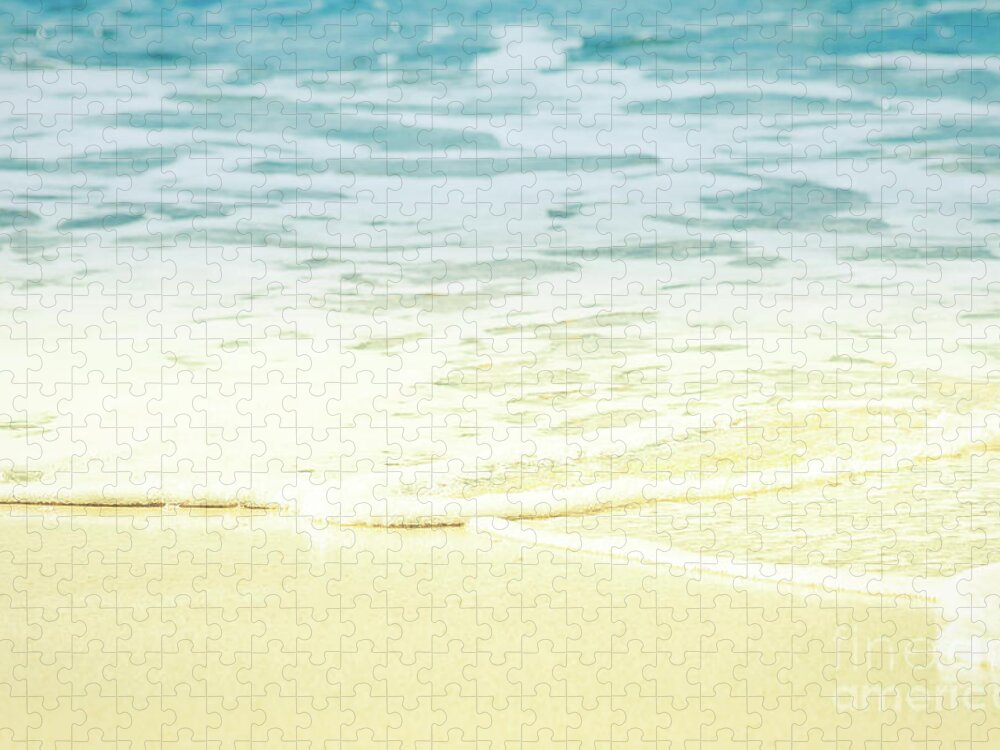 Beach Jigsaw Puzzle featuring the photograph Kapalua Beach dream colours sparkling golden sand seafoam Maui by Sharon Mau