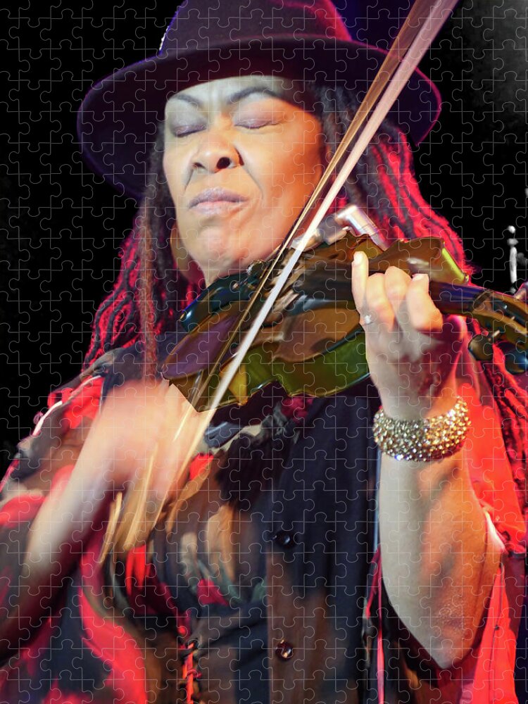 Karen Jigsaw Puzzle featuring the photograph Karen Briggs 2017 Hub City Jazz Festival - in the moment by Leon deVose