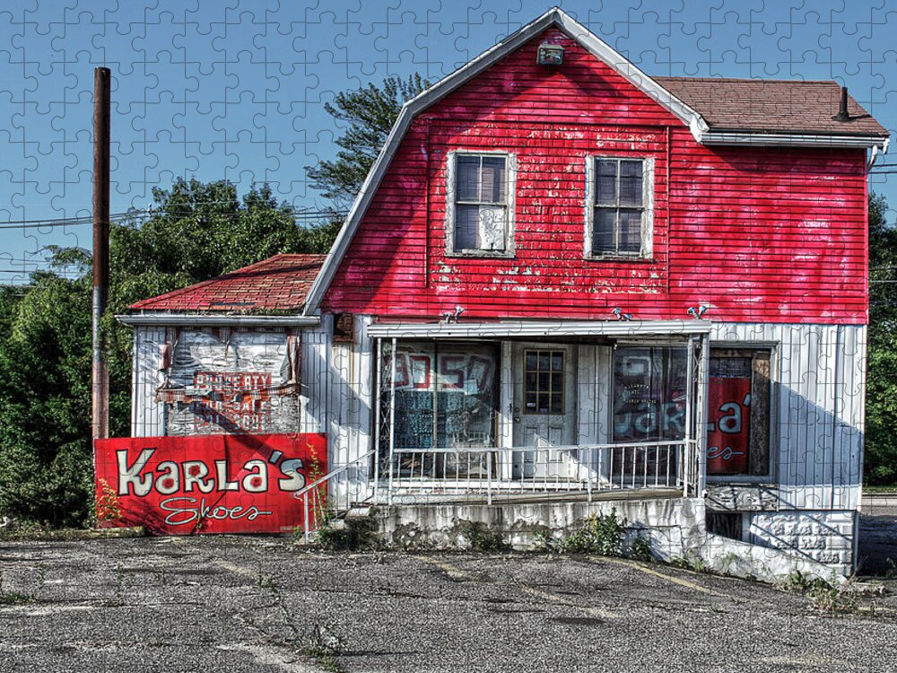 Hdr Jigsaw Puzzle featuring the photograph Karlas Shoe Store by Rick Mosher