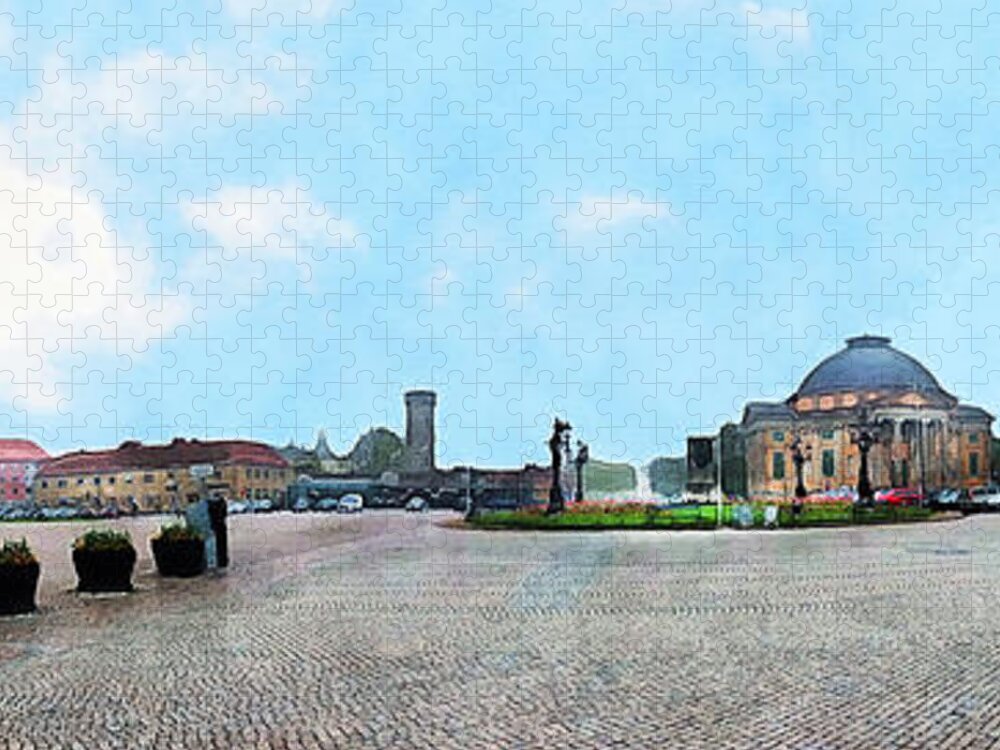 Karlskrona Jigsaw Puzzle featuring the painting Karlskrona 15 watercolor painting by Justyna Jaszke JBJart