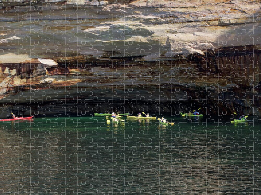 Kayaking Jigsaw Puzzle featuring the photograph Kayaking Pictured Rocks National Lakeshore Upper Peninsula Michigan 23 by Thomas Woolworth
