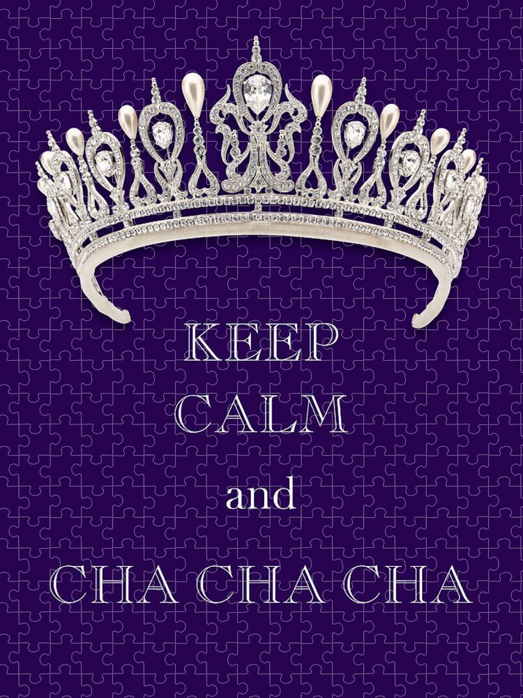 Keep Calm And Cha Cha Cha Jigsaw Puzzle featuring the photograph Keep Calm and Cha Cha Cha Diamond Tiara Deep Purple by Kathy Anselmo
