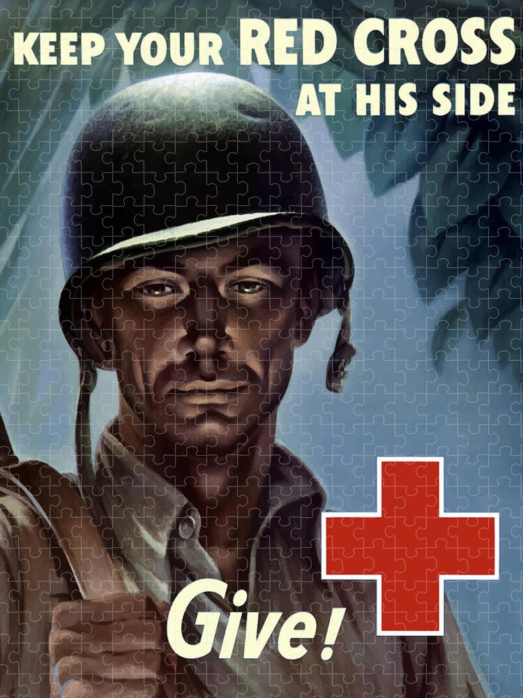 Red Cross Jigsaw Puzzle featuring the painting Keep Your Red Cross At His Side by War Is Hell Store