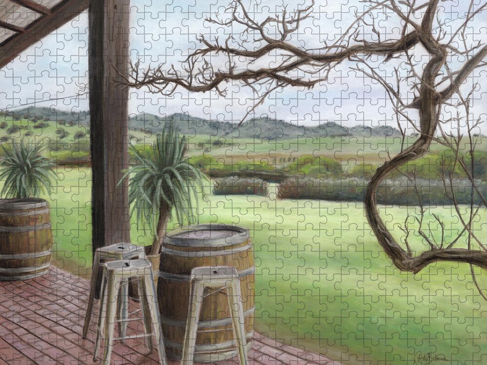 Vineyard Jigsaw Puzzle featuring the pastel Kellermeister View by Kirsty Rebecca