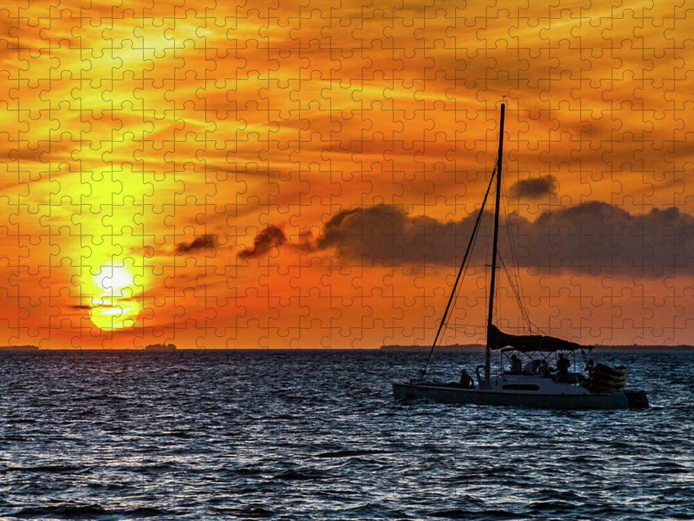 Sunset Jigsaw Puzzle featuring the photograph Key West Double Sun Sunset by Bob Slitzan