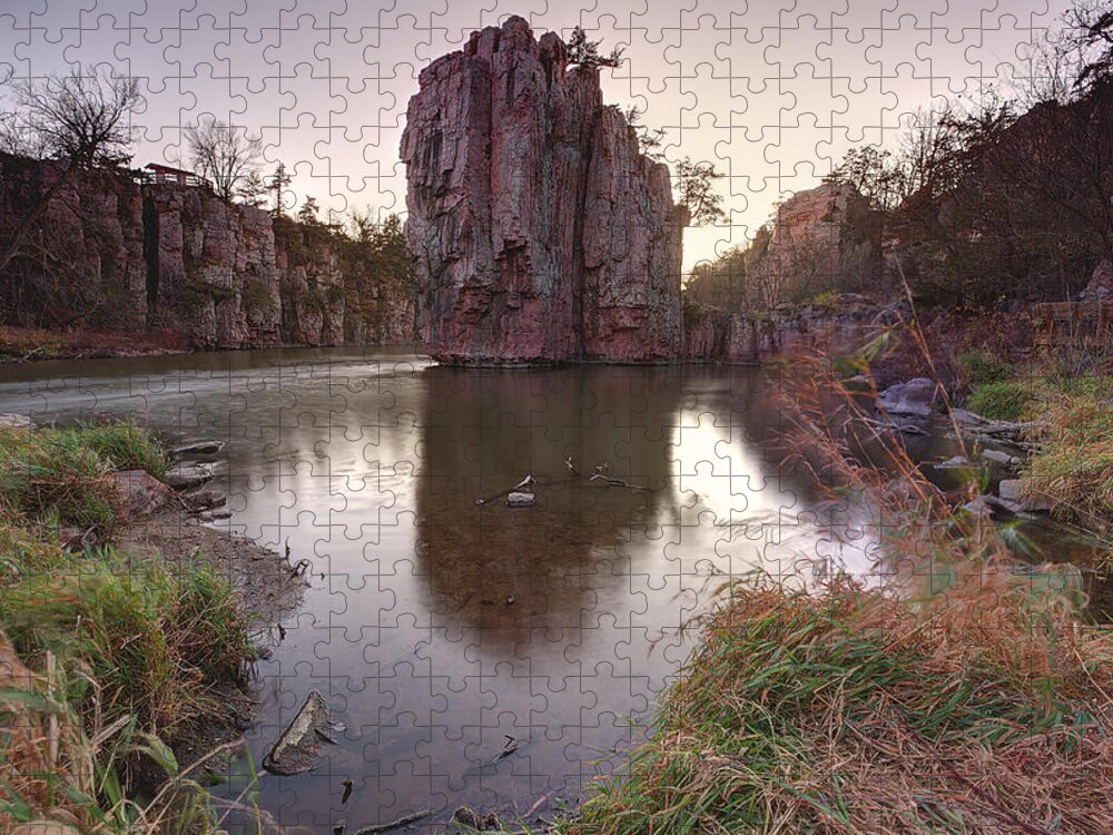 King And Queen Rock Jigsaw Puzzle featuring the photograph King and Queen Rock sunset by Aaron J Groen