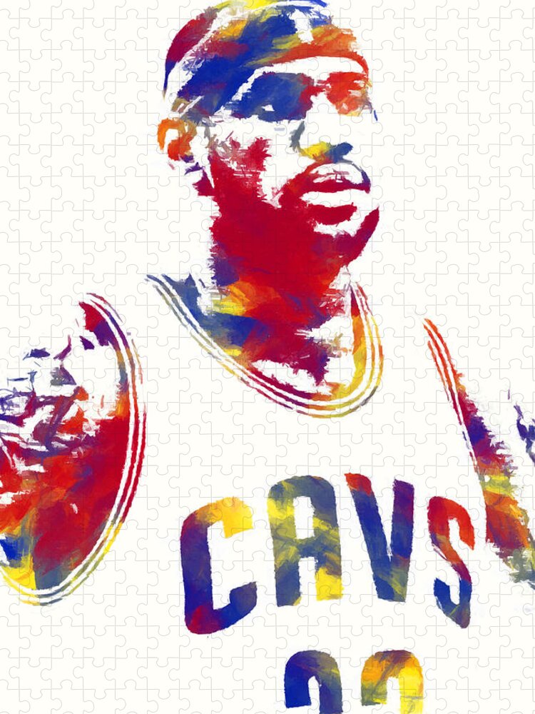 Lebron James Jigsaw Puzzle featuring the digital art King James 2 by Ricky Barnard