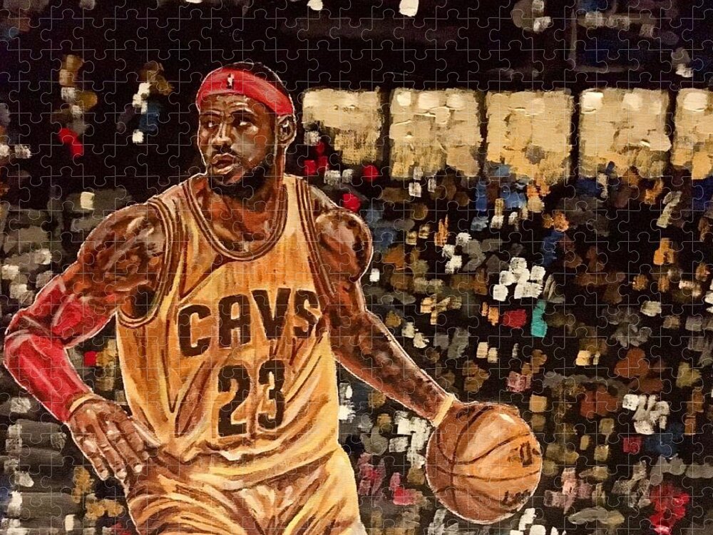Lebron James Jigsaw Puzzle featuring the painting King James by Joel Tesch