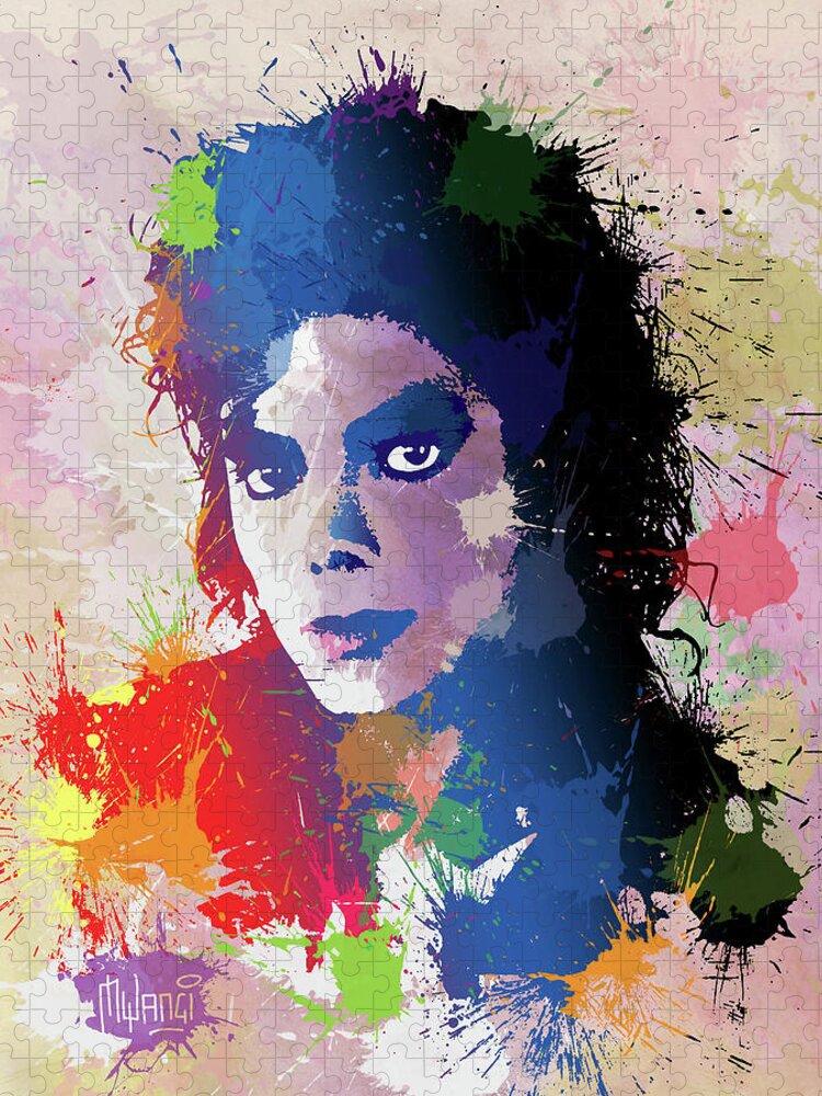 Michael Jackson Jigsaw Puzzle featuring the digital art King of Pop by Anthony Mwangi