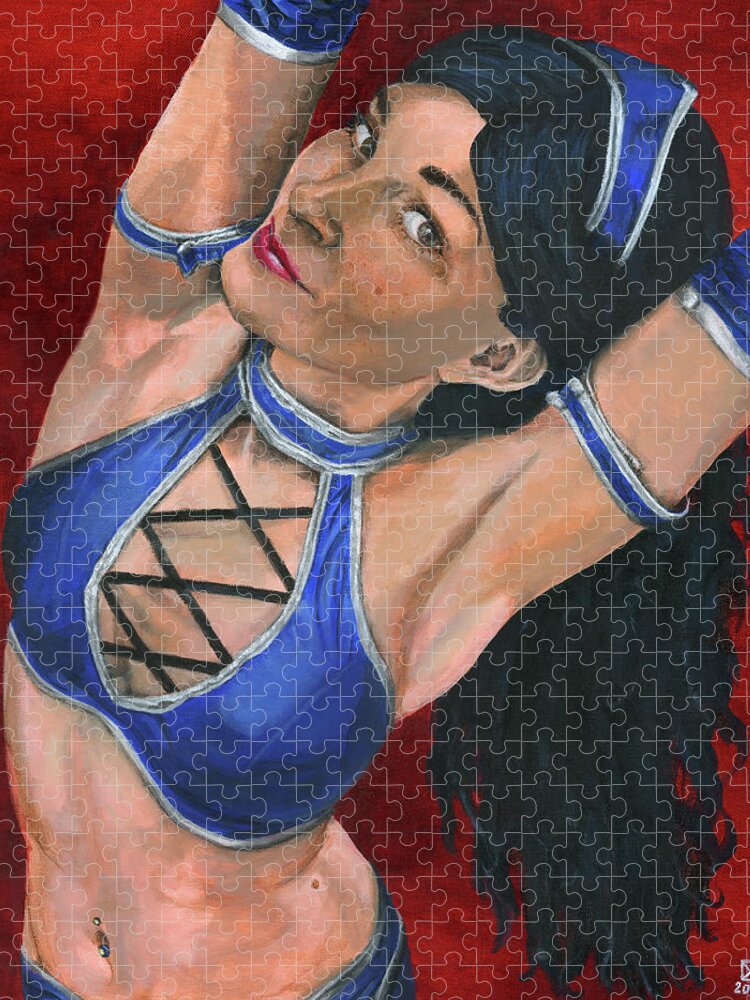 Cosplay Jigsaw Puzzle featuring the painting Kitana by Matthew Mezo