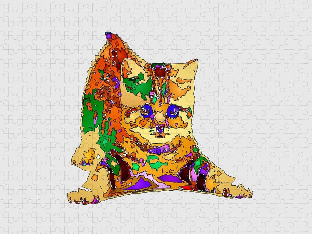 Cat Jigsaw Puzzle featuring the digital art Kitty Love. Pet Series by Rafael Salazar