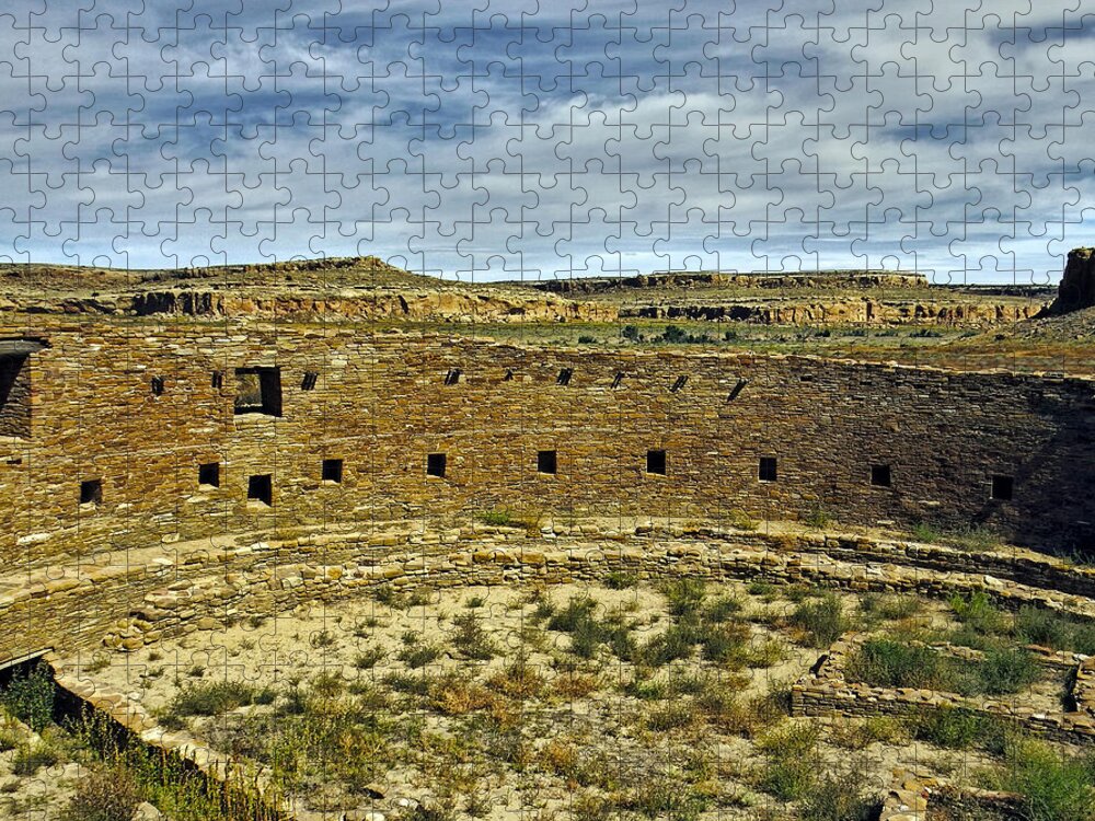 Chaco Canyon Jigsaw Puzzle featuring the photograph Kiva view Chaco Canyon by Kurt Van Wagner
