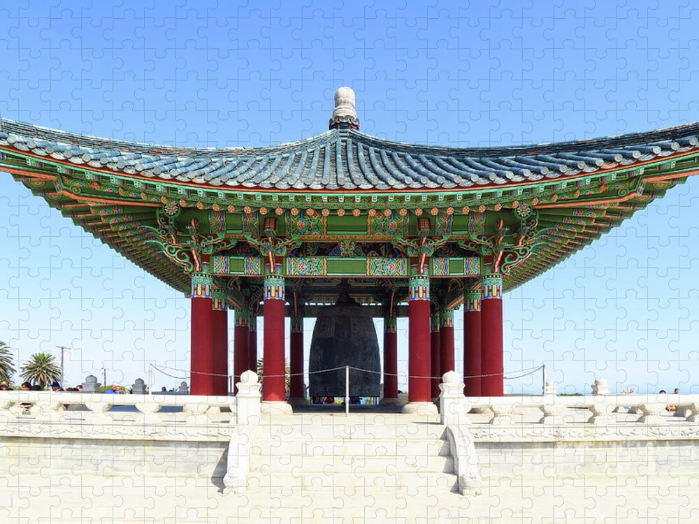 Korean Friendship Bell Jigsaw Puzzle featuring the photograph Korean Friendship Bell in Los Angeles by Ram Vasudev