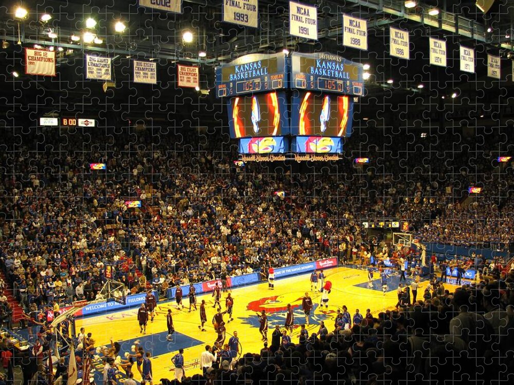 Allen Fieldhouse Jigsaw Puzzle featuring the photograph KU Allen Fieldhouse by Keith Stokes