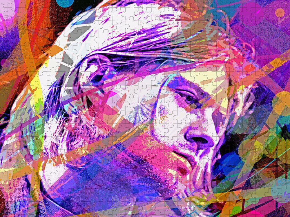 Rock Star Jigsaw Puzzle featuring the painting Kurt Cobain 27 by David Lloyd Glover