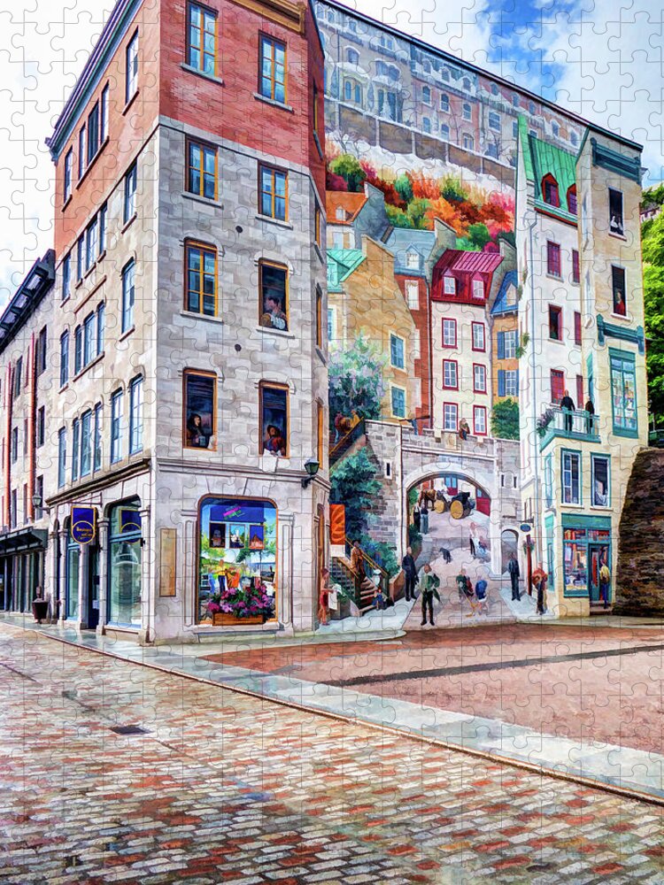 Quebec City Jigsaw Puzzle featuring the photograph La Fresque des Quebecois by David Thompsen