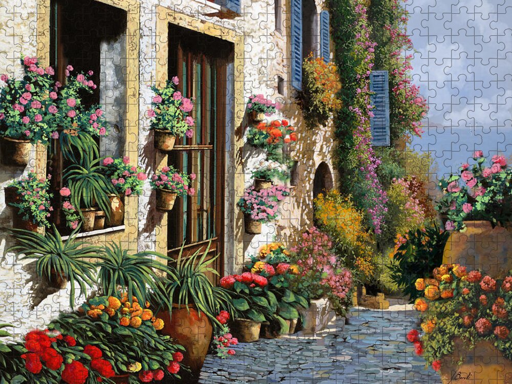 Seascape Jigsaw Puzzle featuring the painting La Strada Del Lago by Guido Borelli