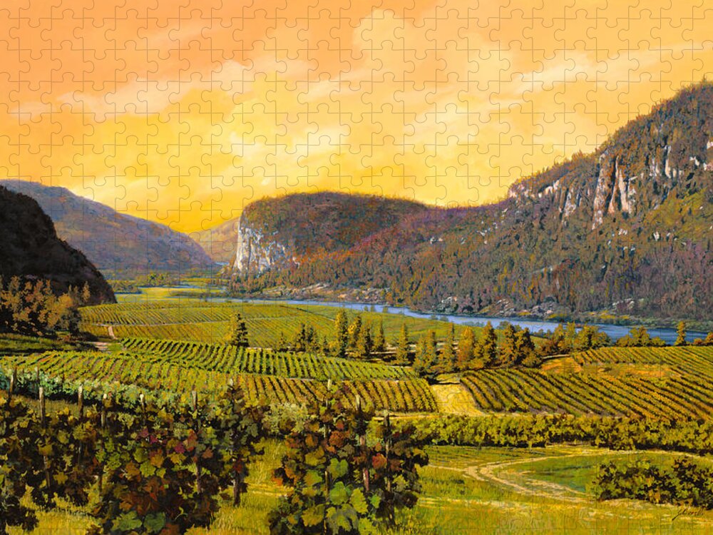 Wine Jigsaw Puzzle featuring the painting La Vigna Sul Fiume by Guido Borelli