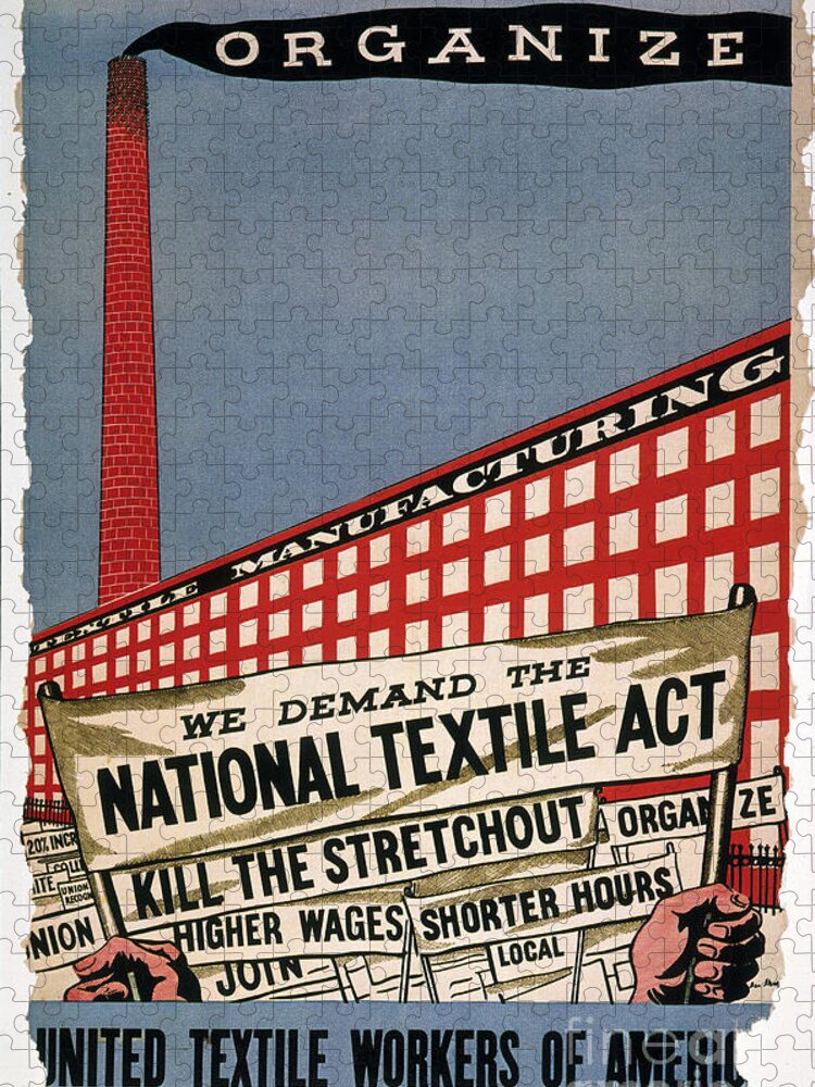 1935 Jigsaw Puzzle featuring the drawing Labor Poster, 1935 by Granger