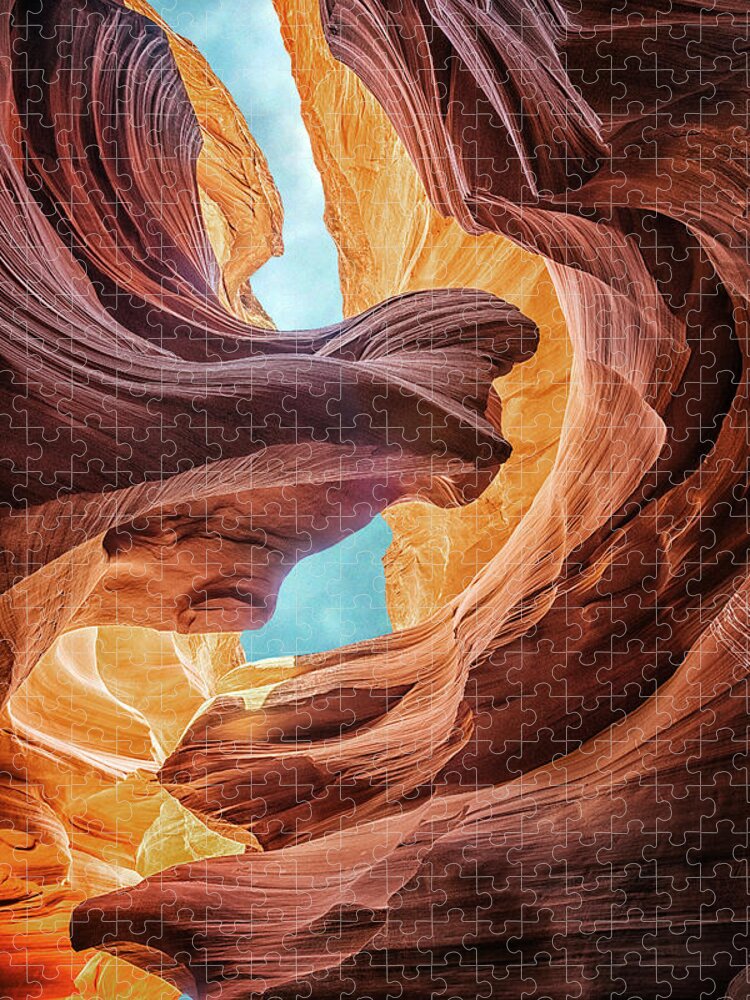 Antelope Canyon Jigsaw Puzzle featuring the photograph Lady and the Eagle by Robert Fawcett