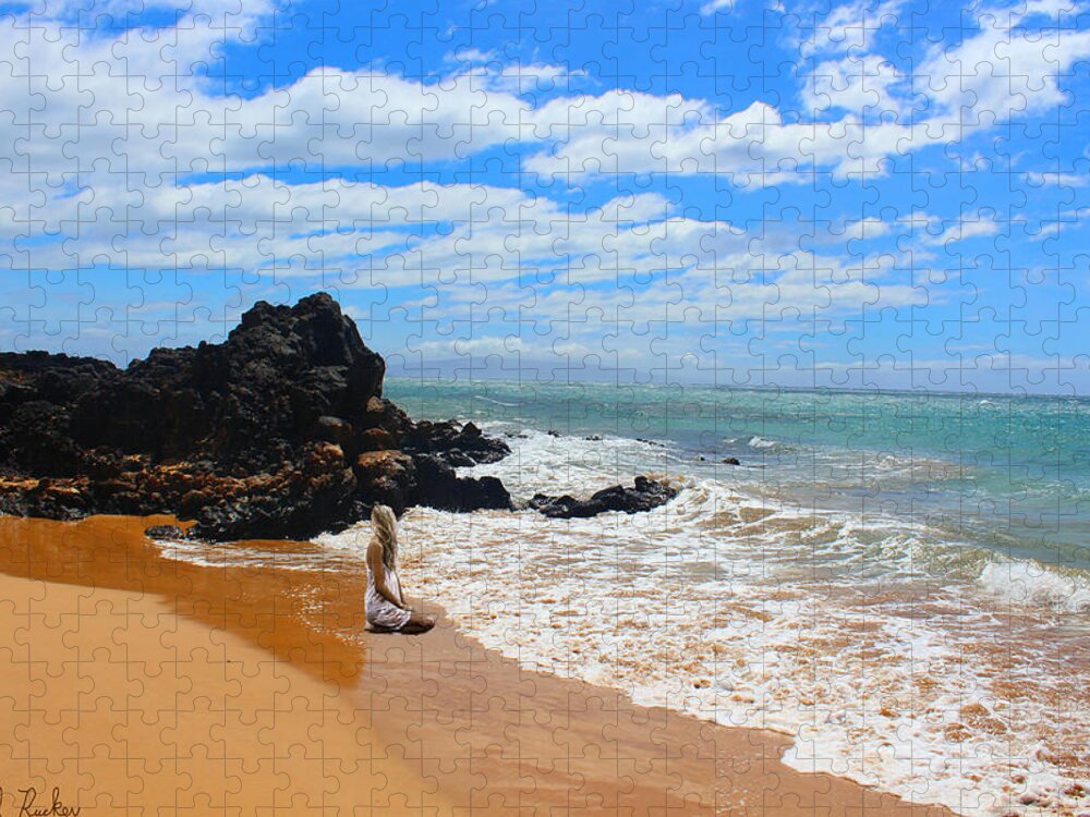 Hawaii Jigsaw Puzzle featuring the photograph Lady on Hawaiian Beach by Michael Rucker