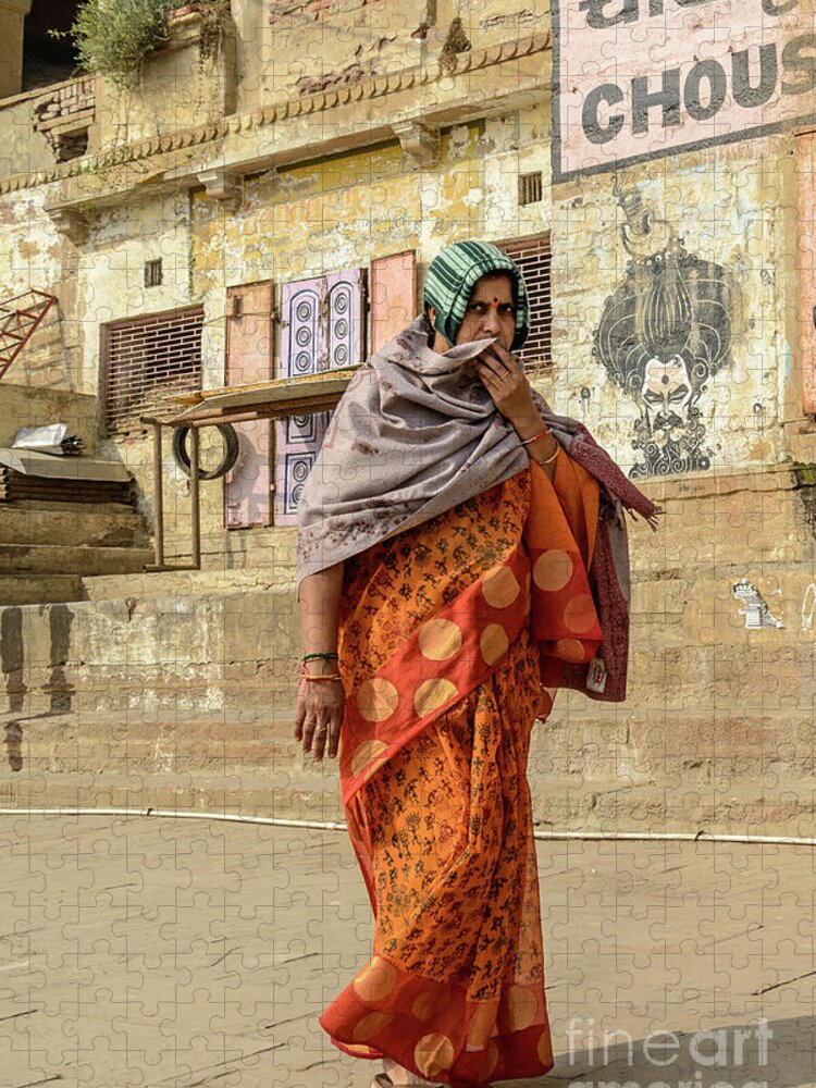 India Jigsaw Puzzle featuring the photograph Lady of Varanasi by Werner Padarin
