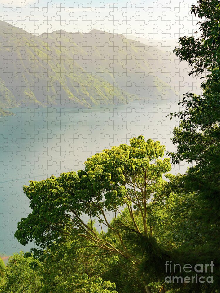 Lake Jigsaw Puzzle featuring the photograph Lake Atitlan Forest Sunrise by THP Creative